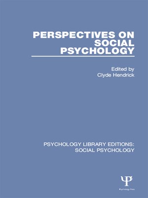 cover image of Perspectives on Social Psychology